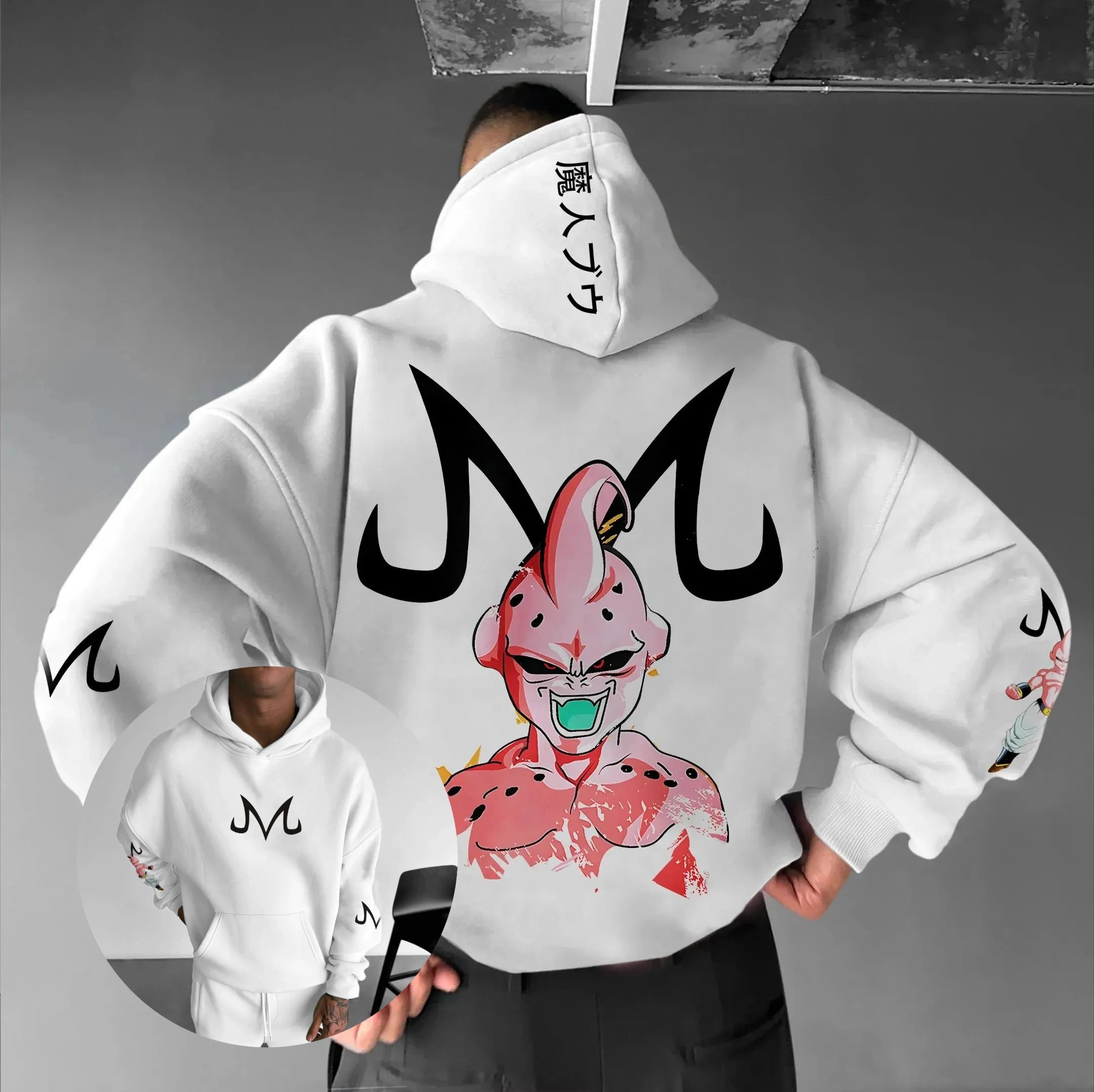 Majin inspired DBZ hoodie, Box fit Square hood