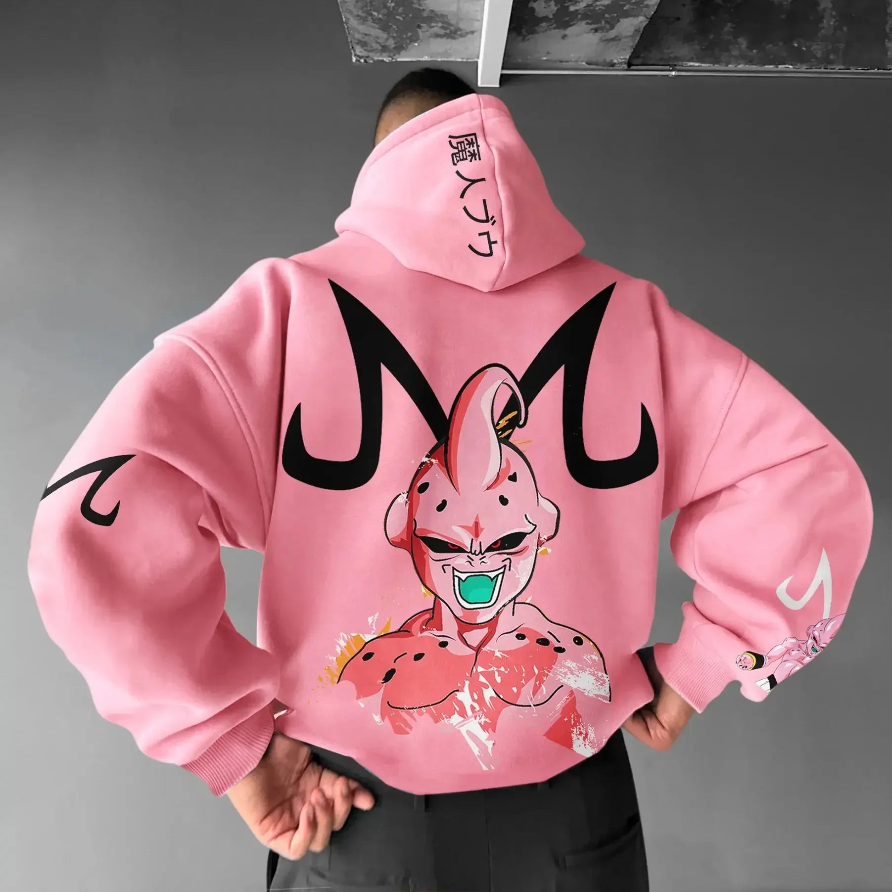 Majin inspired DBZ hoodie, Box fit Square hood