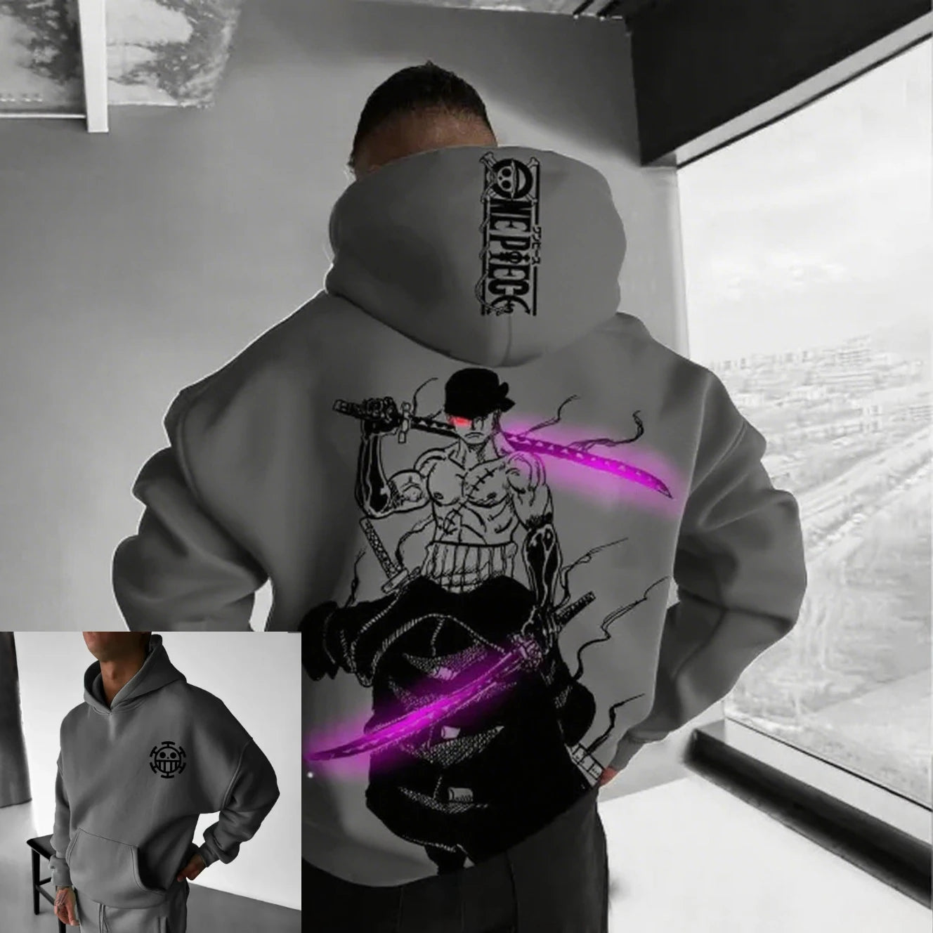 One Piece Inspired Oversized Hoodie, Box fit, Square Hood