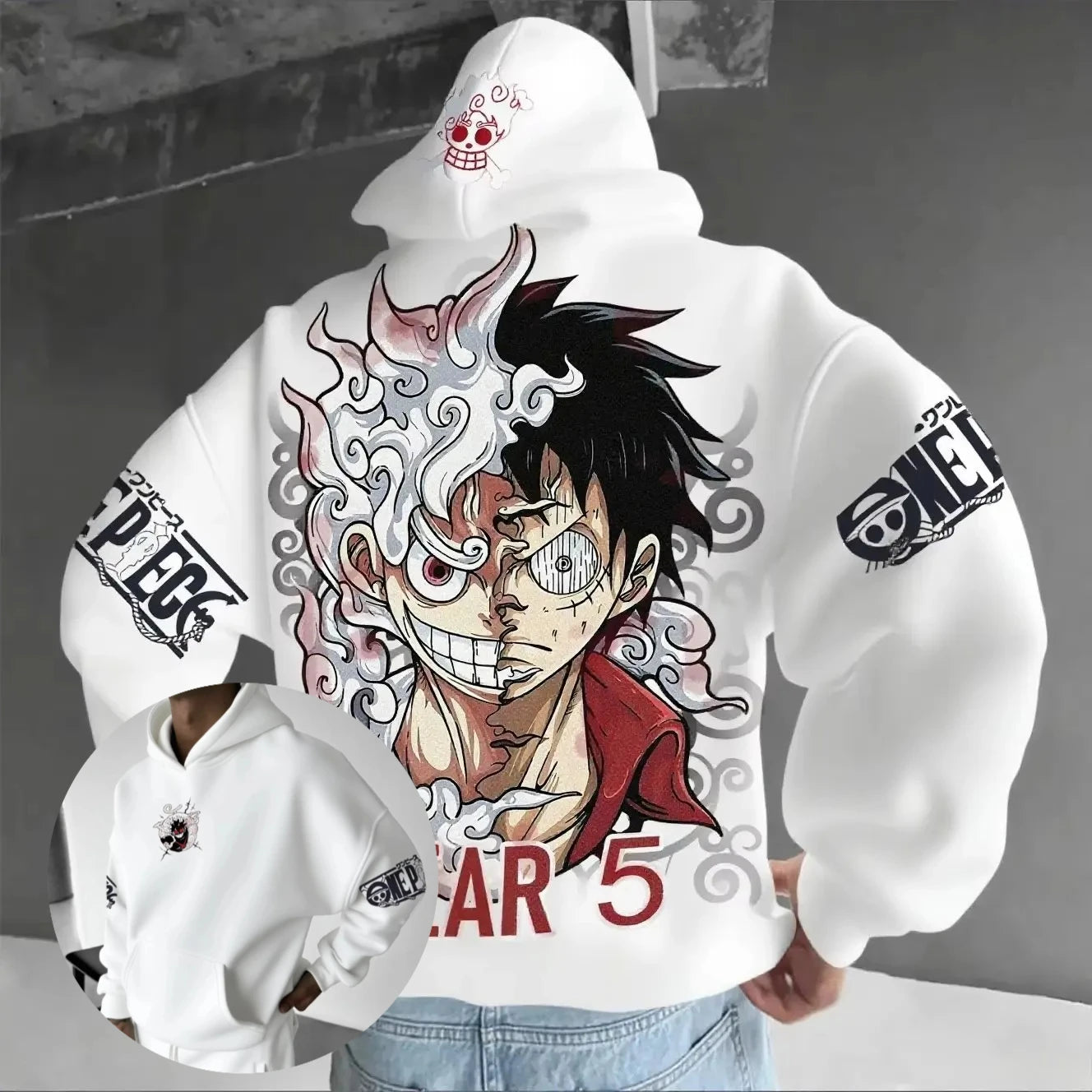 One piece Inspired Gear 5 Hoodie, Box fit, Square hood
