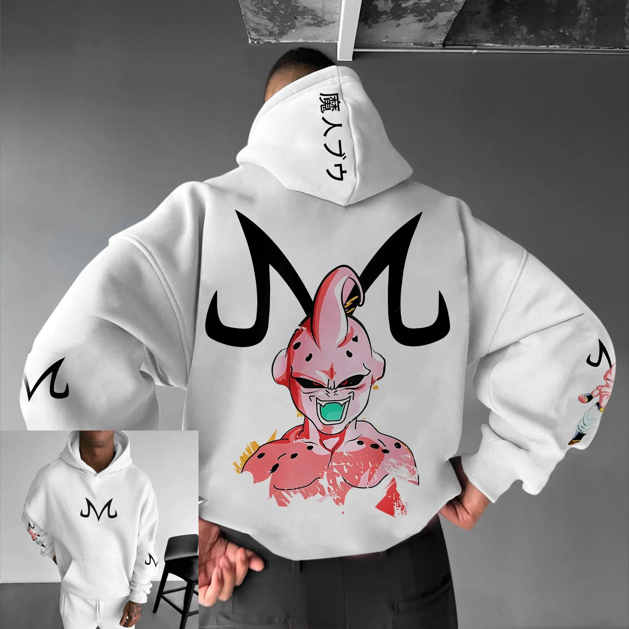 Majin inspired DBZ hoodie, Box fit Square hood