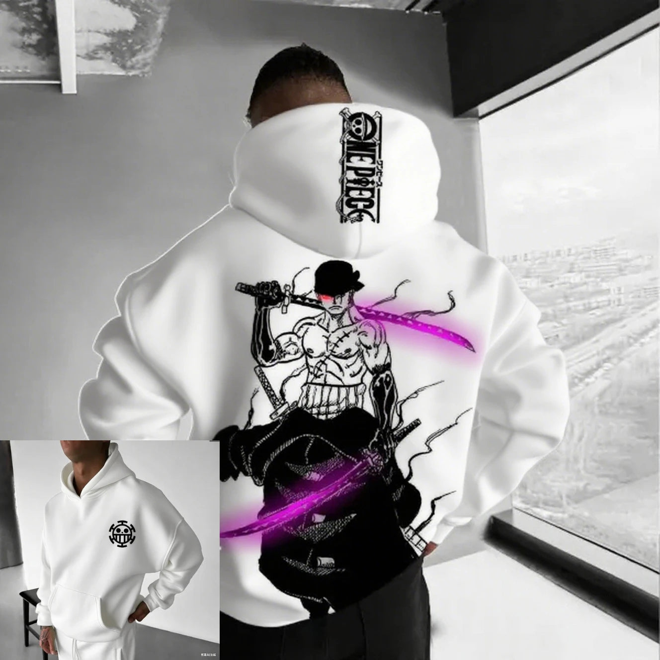 One Piece Inspired Oversized Hoodie, Box fit, Square Hood