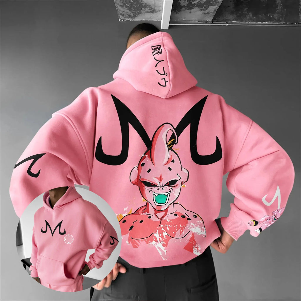 Majin inspired DBZ hoodie, Box fit Square hood